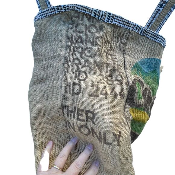 Codech up-cycled tote bag burlap lined coffee sack. - Picture 3 of 8